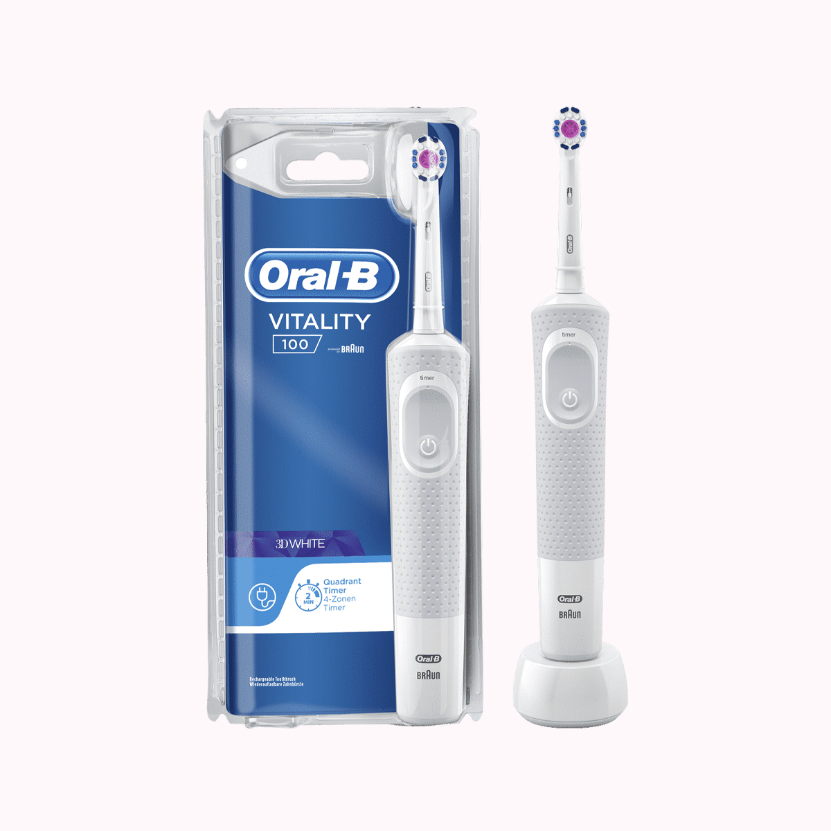 مسواک برقی Vitality اورال بی 3D White پشتیبانی براون